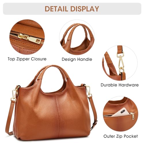 Image of Kattee Soft Medium Leather Purses and Handbags for Women | Made of top grain pebbled cowhide leather with gold hardware, 6 pockets design, multi-way to wear