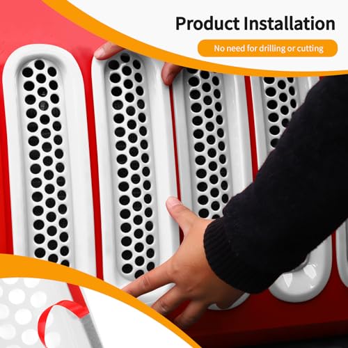Image of Hoolcar Front Grill Mesh Inserts Clip-in Honeycomb Grille Guard Cover Fit for Jeep Wrangler JK JKU 2007-2017, Exterior Accessories, White