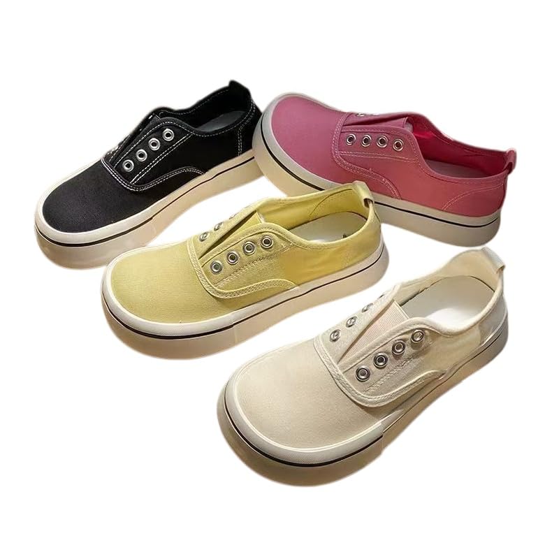 Sneakers Donna,Sneakers Basse da Donna in Tela, Casual, con Lacci E Plateau, Suola Spessa, Ideali per L'Uso Quotidiano.