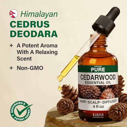 Image of 100% Pure Cedarwood Oil - 4 Fl Oz Cedarwood Essential Oil for Hair, Skin, Diffuser, Aromatherapy & DIY Soap Making Scent