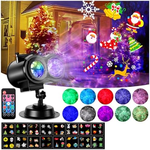 HAKUTA Halloween Decor Projector Lights Outdoor/Indoor, HD Wave Ocean Effect LED Projector with 16pc Slides Patterns and Remote Control for Christmas, New Year,Birthday,Halloween,Thanksgiving Decor