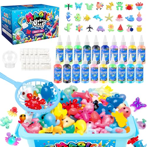 MOMSIV Aqua Gelz Set, juguete mágico DIY de hidrogel 3D para niñas de 4, 5, 6, 7 años, kit creativo Magic Water Elf con 20 colores y 24 formas para niños