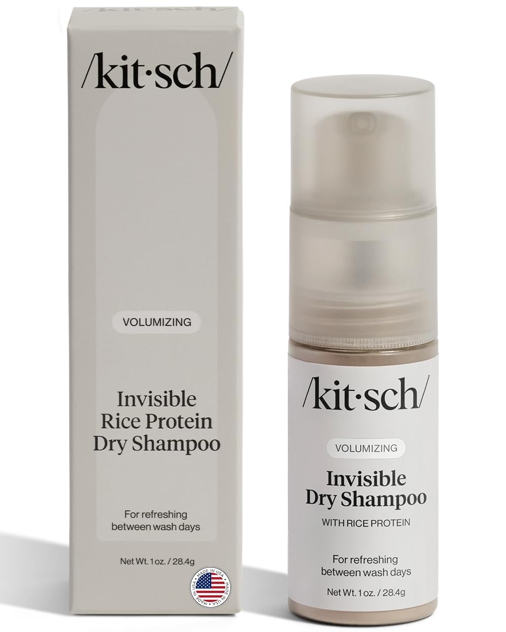 Kitsch Volumizing Rice Protein Dry Shampoo Powder - Dry Shampoo for Women & Men, No White Cast, Absorbs Oil, Non-Greasy, Light-to-medium Hair Colors, Travel Size | Ideal - Invisible 1oz