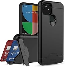 Teelevo Funda tipo cartera para Google Pixel 5a 5G, funda de doble capa con ranura para tarjeta y soporte para Google Pixel 5a 5G - Negro