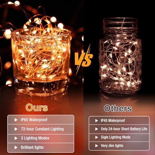 Image of 12 Pack Fairy Lights Battery Operated - 7ft 20 Led Twinkle Lights 3 Modes, Bulk Mini String Lights Waterproof for Mason Jars Vases DIY Party Wedding Decoration Christmas -Orange