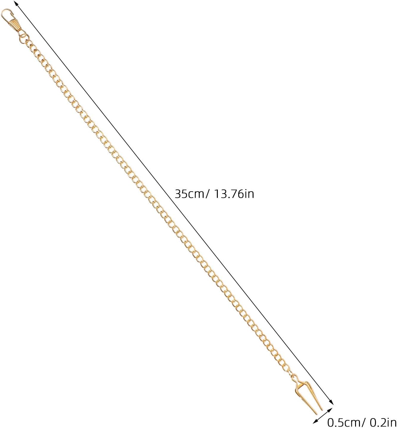 Garneck Pocket Watch Chain Metal Accessory with Lobster Claw Golden Plated