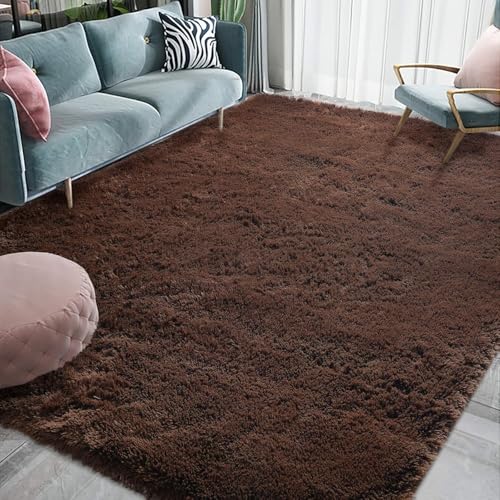 Image of 4x6 feet Soft Area Rug for Living Room and Bedroom, Modern Indoor Floor Carpet with Non-Slip Backing, Comfortable Decorative Home Decor Rug, Easy Clean & Durable- (Coffee, Rectangular)