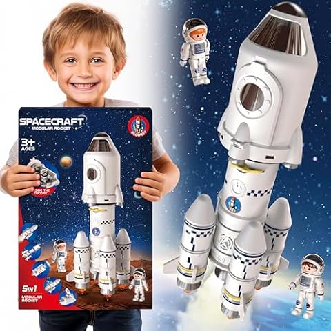 BLOONSY Rocket Ship Toys for Kids | Space Shuttle Toys Model with Astronaut Figures | Space Toys for Kids 3 5 8 10 Years Old Cover