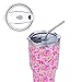 DYNAMIC SE 30oz Rose Tumbler Double Wall Stainless Steel Vacuum Insulated Travel Mug with Splash-Proof Lid Metal Straw and Brush