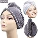 Produktbild Wrap Turban Haartrockentuch, Schnelltrocknendes Saugfähig Handtuch Haartrockentuch Handtücher für die Haare, Haarpunzel Haar trocknendes Tuch, 2 Stücke (Dunkelgrau/Weiß)