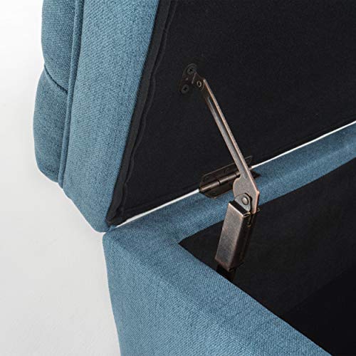 GDF Studio Laguna Tufted Fabric Rectangular Storage Ottoman, Modern Bench for Home Organization, Blue