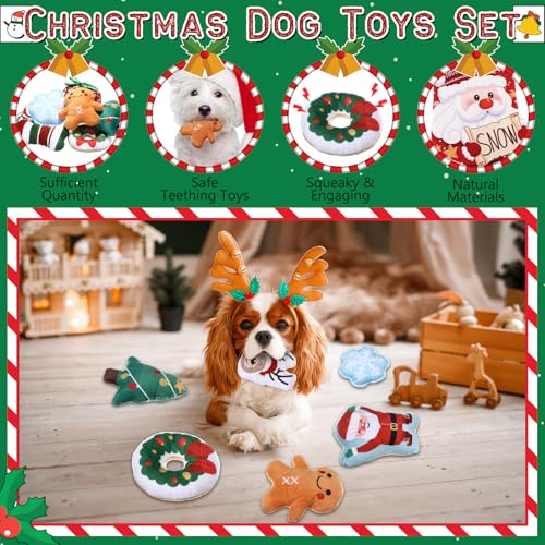 Lunmon 9 piezas kit navideño para perros con juguetes sonoros miniatura 3