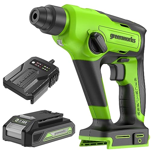 Greenworks Martello Tassellatore a Batteria 1.2J, Martello Perforatore SDS Plus, 24V Brushless, 2...