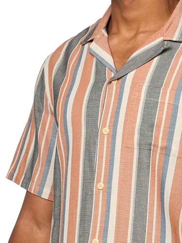 Chemise rayée à col camp Lucky Brand pour homme en manches courtes