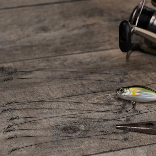 50 piezas de líderes de pesca de acero con giratorios 15 cm miniatura 5