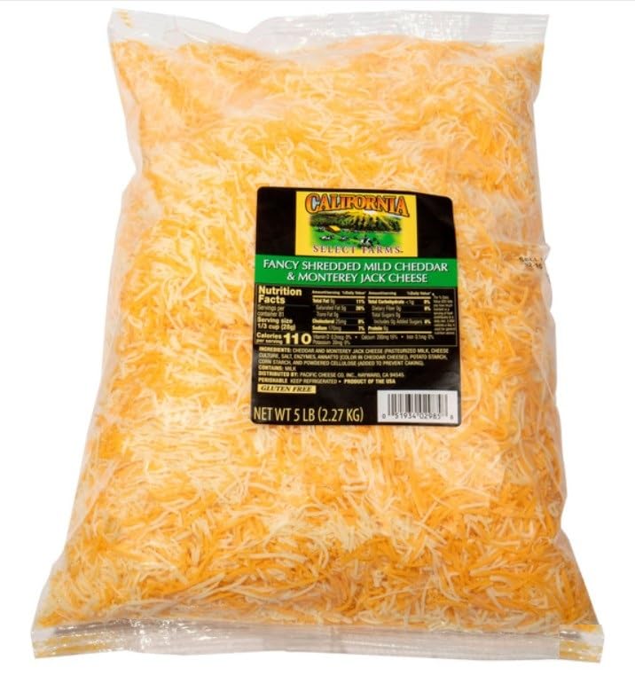California Select Farms Shredded Mild Cheddar & Monterey Jack Cheese,5 lbs