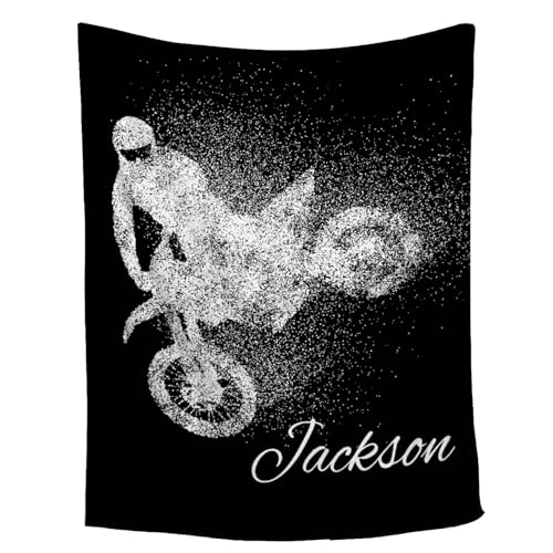 Custom Dirt Bike Motorbike Blanket, Personalized Motorcycle Lover Gift, Ultra Soft Name Blanket, 50