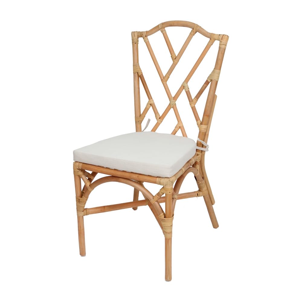 EME Silla Chippendale Fabricada artesanalmente en Ratán Natural. Estructura apilable. Cojín Incluido. Sillas 100% Artesanal. Ideal para Hostelería y Hogar