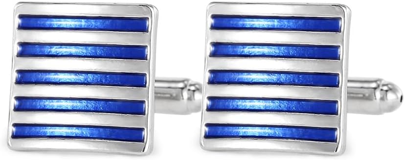 Stripe Enamel Rectangle Cufflinks for Men Classic Wedding Party Tuxedo Shirts Suit Accessories Tie Bar Clip Cuff Links Fashion Jewelry for Groom Gentleman 2 Pcs