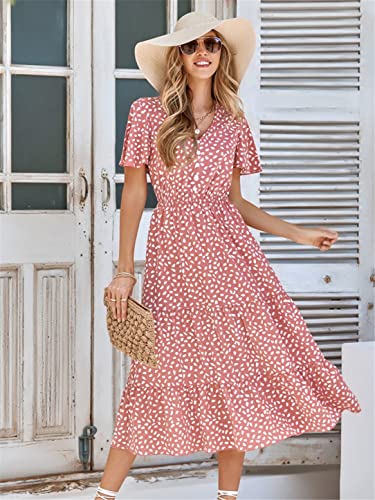 Robe d'été midi fluide contre la chaleur style décontracté bleu M