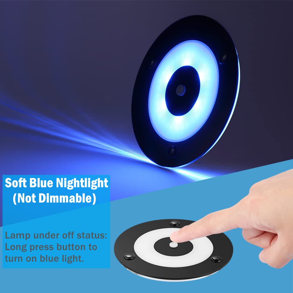 acegoo 12V LED Deckenleuchte Wohnmobil Boot Innenbeleuchtung Deckenlampe Dimmbar 120mm Acryl Rund Panel Leuchte 12V 400lm mit Druckschalter&Blaues Nachtlicht für Yacht Wohnwagen Camper 4000K 2Pcs