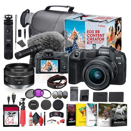 Canon EOS R8 Content Creator Kit RF 24-50mm Lens & RF 50mm Lens Bundle