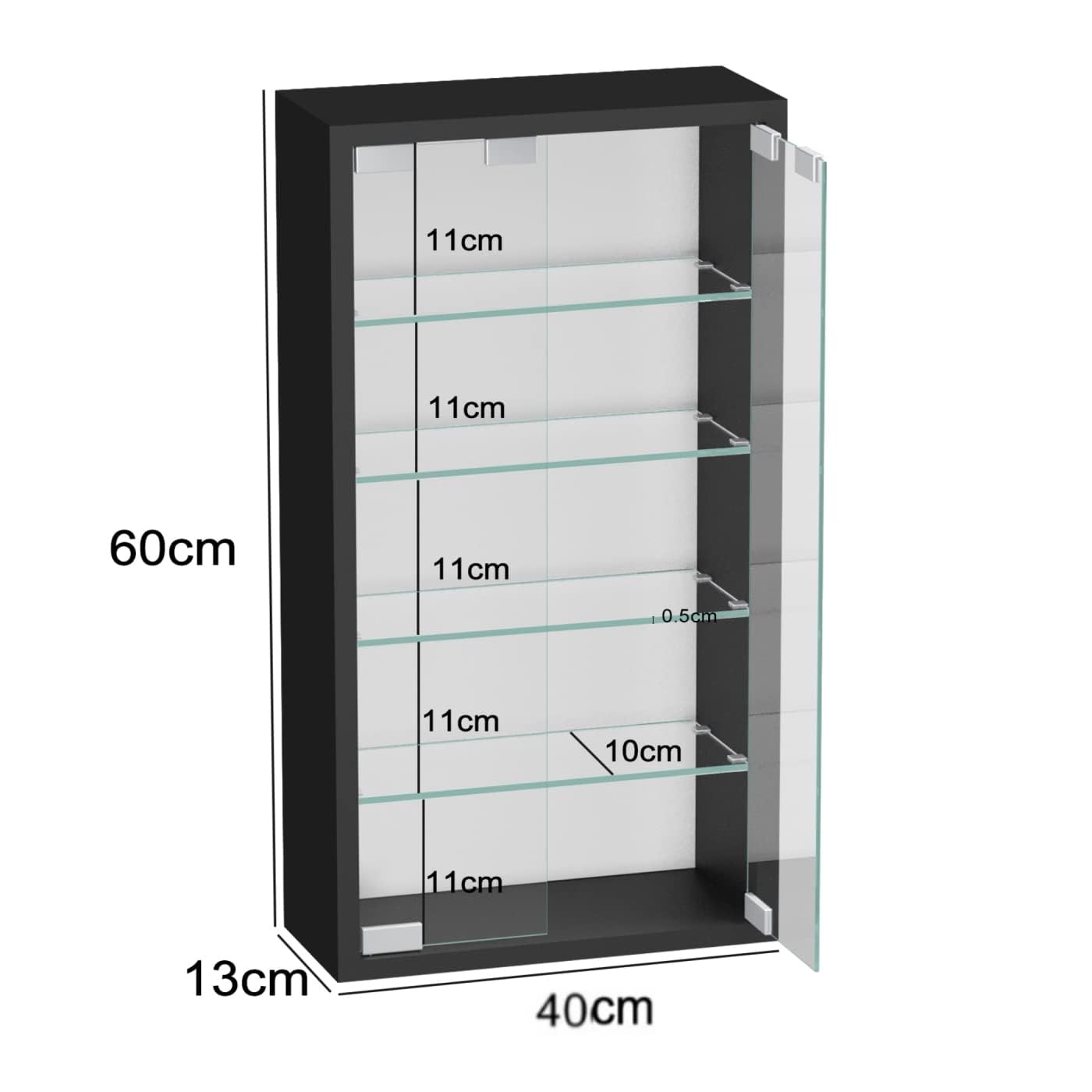 VDD Vitrine stehend hängend Wandvitrine - 40 x 60 x 13 cm