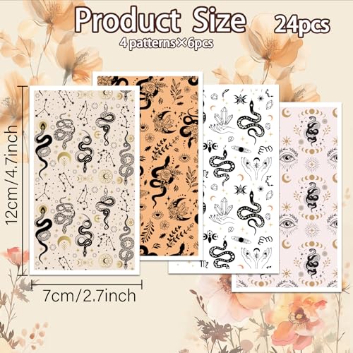 OLYCRAFT 24Pcs Snake Clay Transfer Paper 4 Design Transfer Paper for Polymer Clays Mysterious Animal Polymer Clay Transfers Sheets Boho Eye Transfers Papers for Clays Earrings Jewelry Making - Image 2