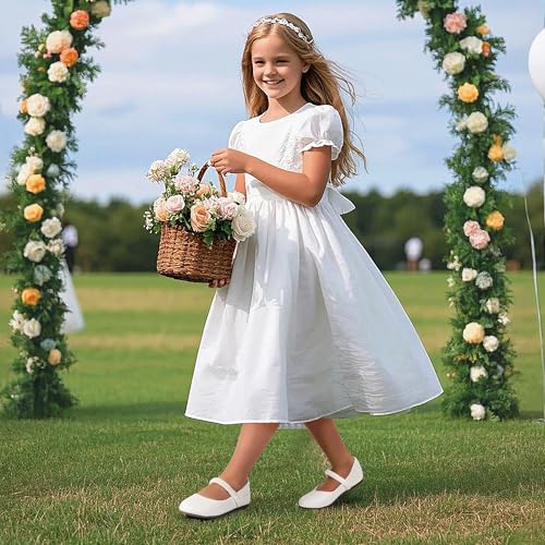 PANDANINJIA Flower Girl Shoes Toddler Little Kid Ballet Flats Pearls Wedding Party Mary Jane Girls Dress Shoes2