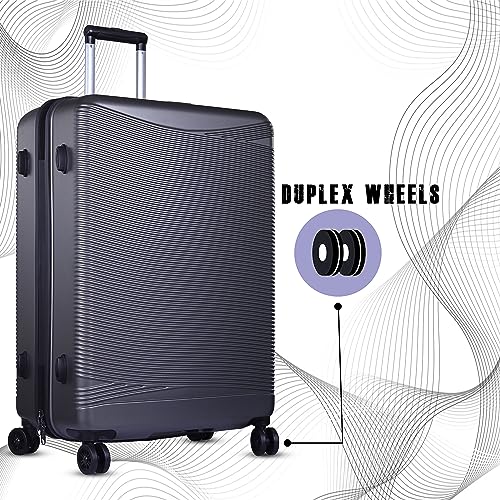 Image of Verage V-Lite Firestone Combo Set of 2 (M-Check-in + L-Check-in) Black Hardsided Trolley Bags for Travel, Suitcase with Spinner Wheels, Anti-Theft Zippers Luggage