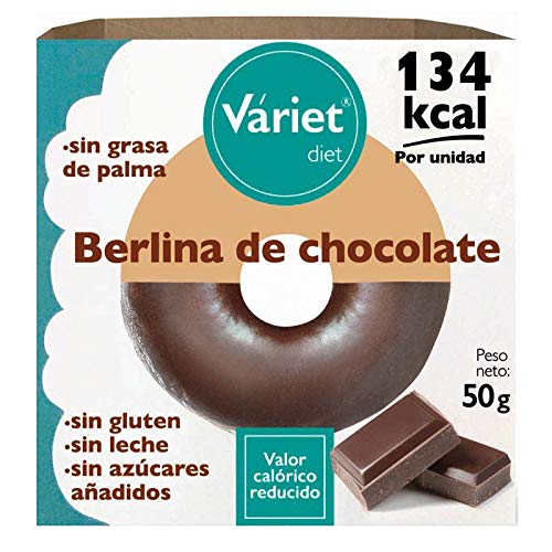 Váriet Berlina de chocolate light, sin gluten, sin leche, sin grasa de palma, 50 g