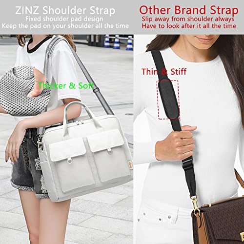 Image of ZINZ Shoulder Strap Universal Bag Strap - 78 inch Ultra-Thick Padded with Dual Balanced Adjustable Buckles for Briefcase, Travel, Sports, Laptop, Crossbody Bag - Gray Silver