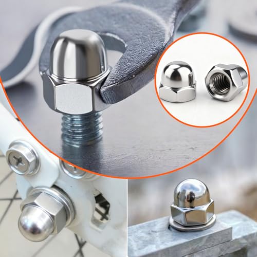 Miniatura 5 de Msysmyu 60 Tuercas De Sombrerería M5 De Acero Inoxidable M5 Hexagonales Tuercas De Sombrerería Cabeza De Cúpula Plateada Para Montaje De Dispositivos, Instalación De Muebles, Decoración Y Refuerzo
