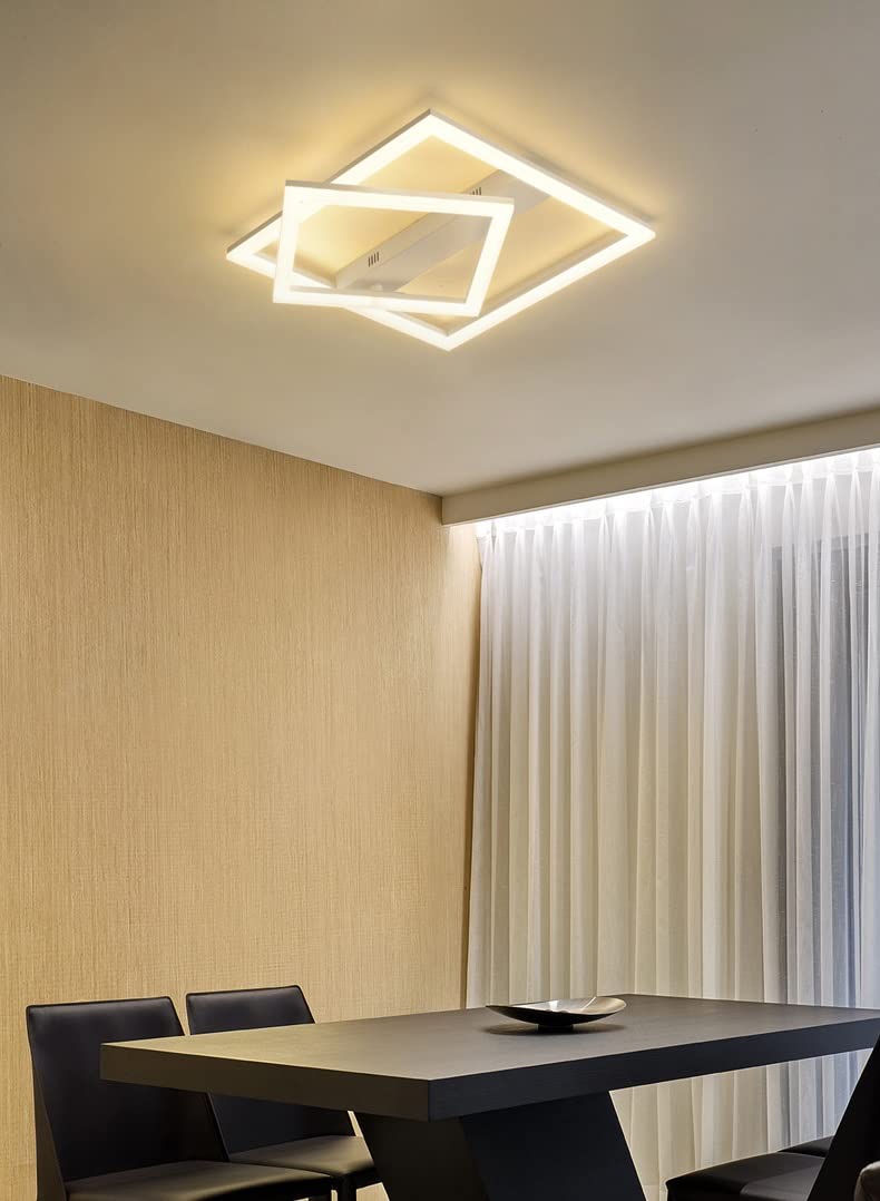 32W Plafon LED Techo Cuadrado, Ø30cm Lamparas de techo Moderno 3000K-6500K Regulable con Mando a Distancia, Lámpara de Techo Giratoria, Luz Led Techo Delgado Plafon Techo para Cocina Sala Dormitorio