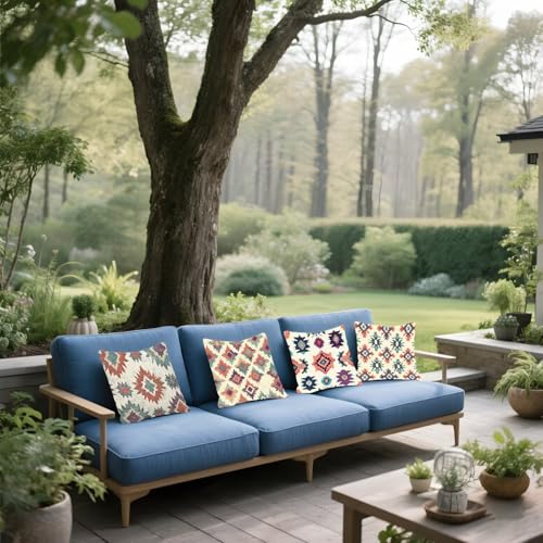Housse coussin rétro bohème en lin avec fermeture éclair invisible 45x45 - 4