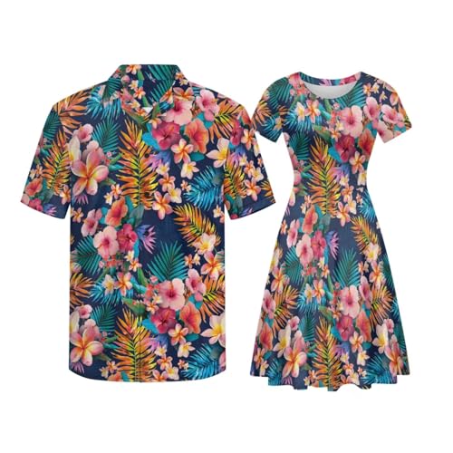 Image of AFPANQZ Couple Matching Outfit Casual Men's Button Down Shirt or Short Sleeve Summer Sundresses Dresses for Women 2026