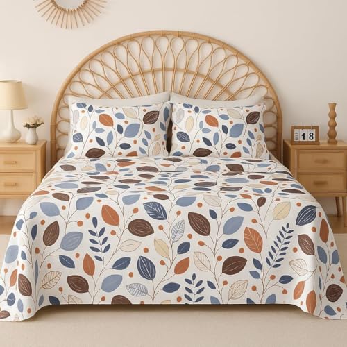 Image of HOMEKART 2 Bedsheet Combo Set with 4 Pillow Covers - Premium Cotton Glace Cotton Printed Double Bedsheets, 2 Elegant Colors, Soft Breathable Luxury Bedding Set - Pink Blossom Mist