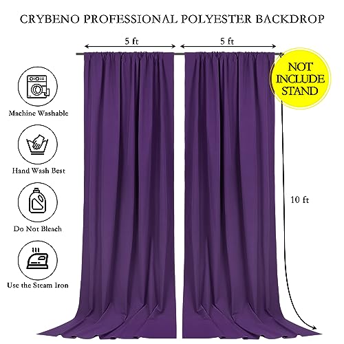 Image of Purple Backdrop Curtains 2 Panels 5ft x 10ft Polyester Backdrop Drapes for Wedding Mermaid Party Halloween Photography Decorations