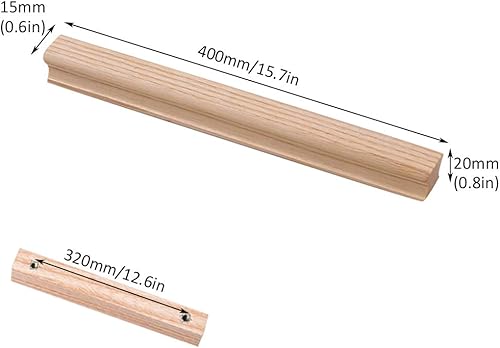 Miniatura 2 de Manija larga de madera maciza para puerta de ceniza, tiradores de madera para puerta de armario, cajón de armario, manija de muebles de cocina,