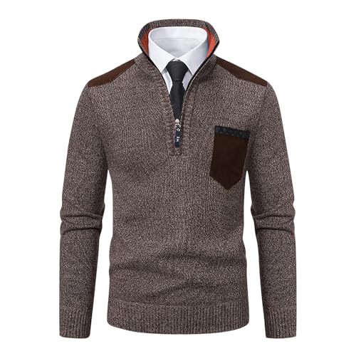 Men's Casual Sweater Zip Pullover Knitted Dress Sweaters Slim Fit Mock Neck Long Sleeve Casual Sweater Tops, M-3XL