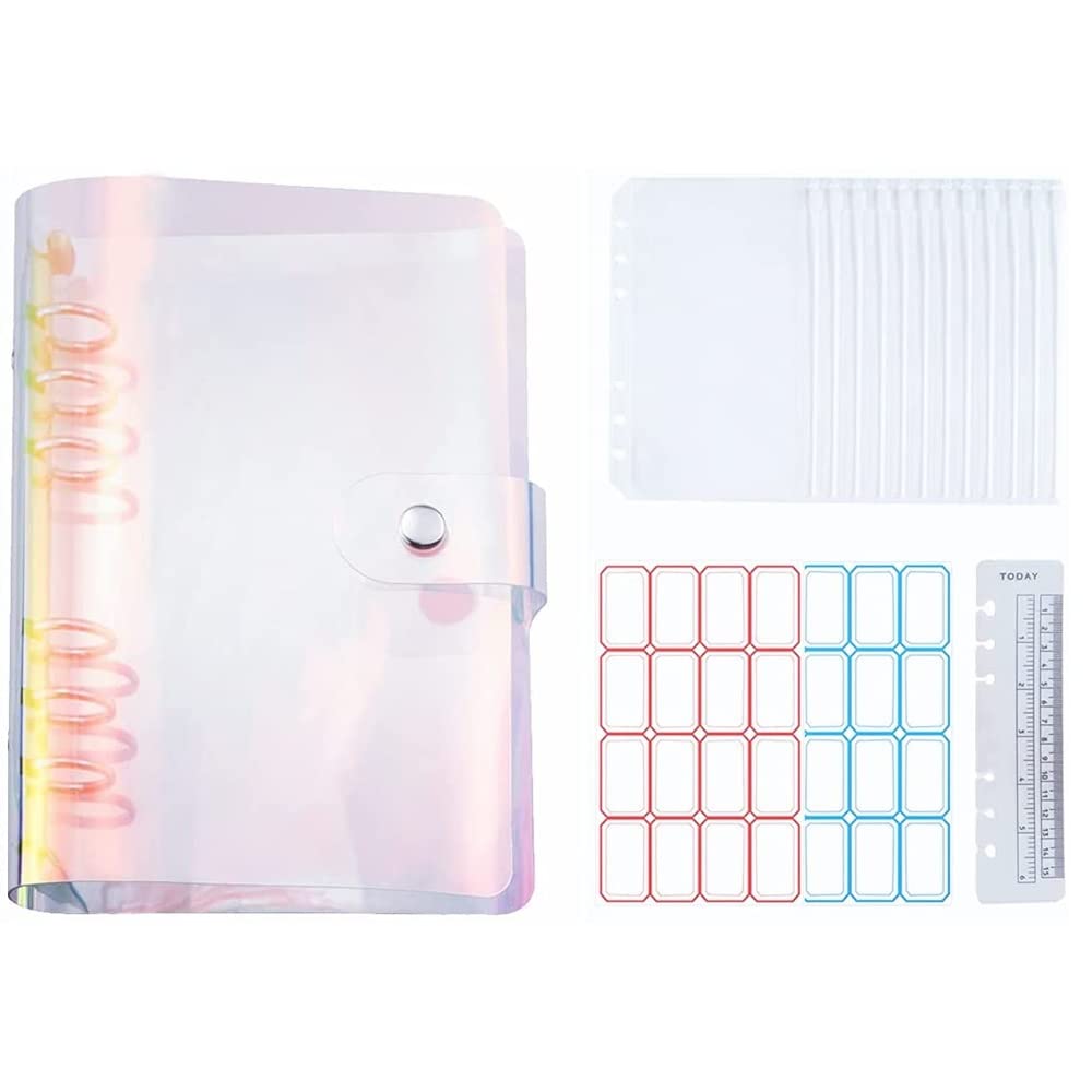 Classeur de budget A6 argenté JFDBGU avec 12 pochettes PVC transparentes