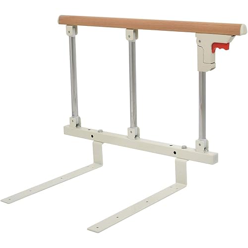 morimoe Folding Bed Rail for Elderly Adults,Bed Assist Handle,Safety Guard,Durable,Wood Grain (3-Section)