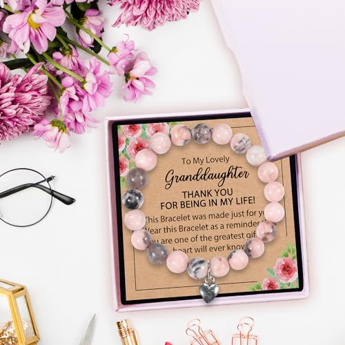 Natural Stone Heart Charm Bracelet With Warm Message Card Gift2