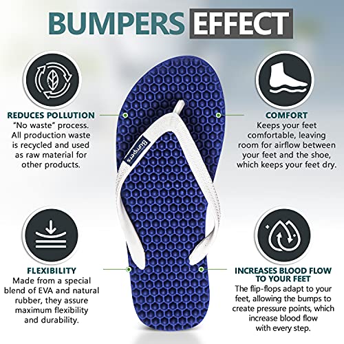 Image of Bumpers Flip Flops For Men - Beach & Shower Sandals For Mens, Comfortable Massage Acupressure Slippers, Indoor & Outdoor Footwear