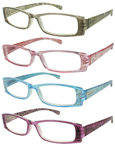 Edgeiwear Retro Rectangular Readers Spring Hinge Faux Mother Of Pearl Design For Women 540539S-+2.50-2 ( Gray ) #TOP2