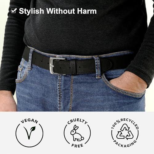 Men's Cork Belt – Vegan Leather – Black or Brown Belt for Men Casual Wear - Natural Friendly Non-Leather 1 3/8"2
