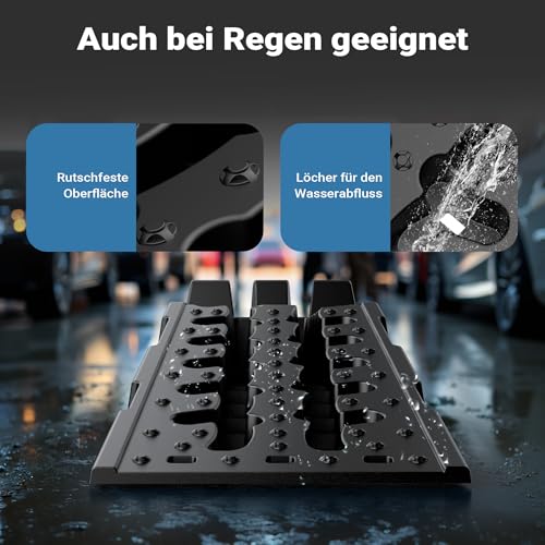 XPOtool Auffahrrampen bis 5t aus Kunststoff 2 Stück Stabile Autorampen für schwerere Fahrzeuge Pkw Auto Kfz Rampe