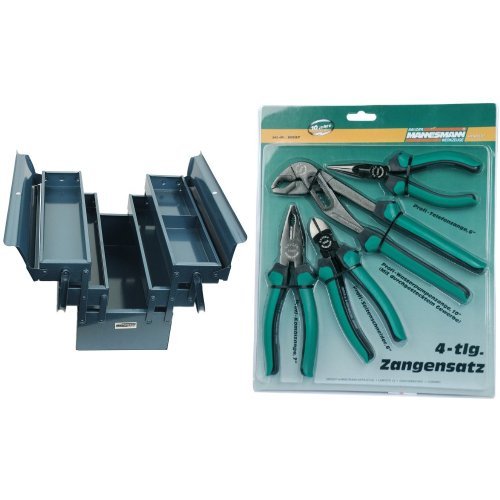 Caja herramientas metalica de 430mm y juego de alicates para reformas en el hogar y jardin