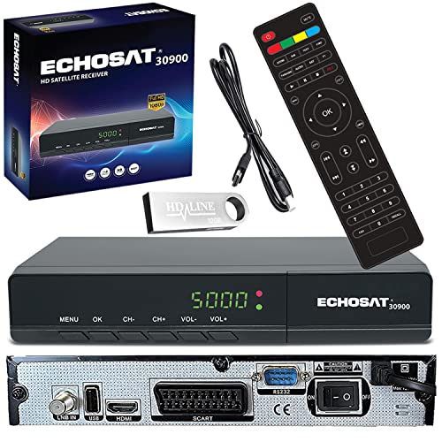 HD 30900 Digital Satelliten Receiver - DVB-S / DVB-S2 - Digitaler Sat Receiver - Full HD 1080p (HDTV, HDMI, USB, Scart) HDMI Kabel + USB Speicherstick [Vorprogrammiert für Astra,Hotbird und Türksat]