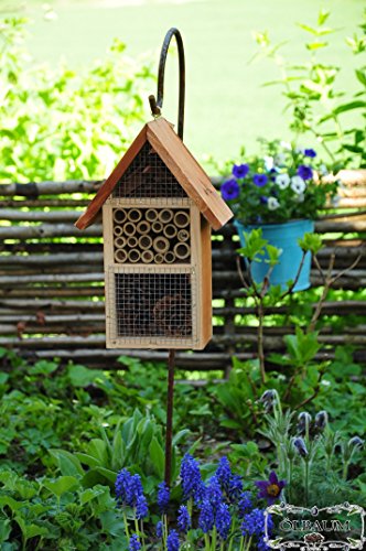 Haus Insektenhotel mit Schäferstock Hakenhalter HD-MMS Dunkelbraun braun Nistkasten Insektenkasten Insektenhaus